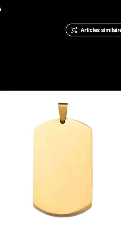 pendentif plaque en acier inoxydable