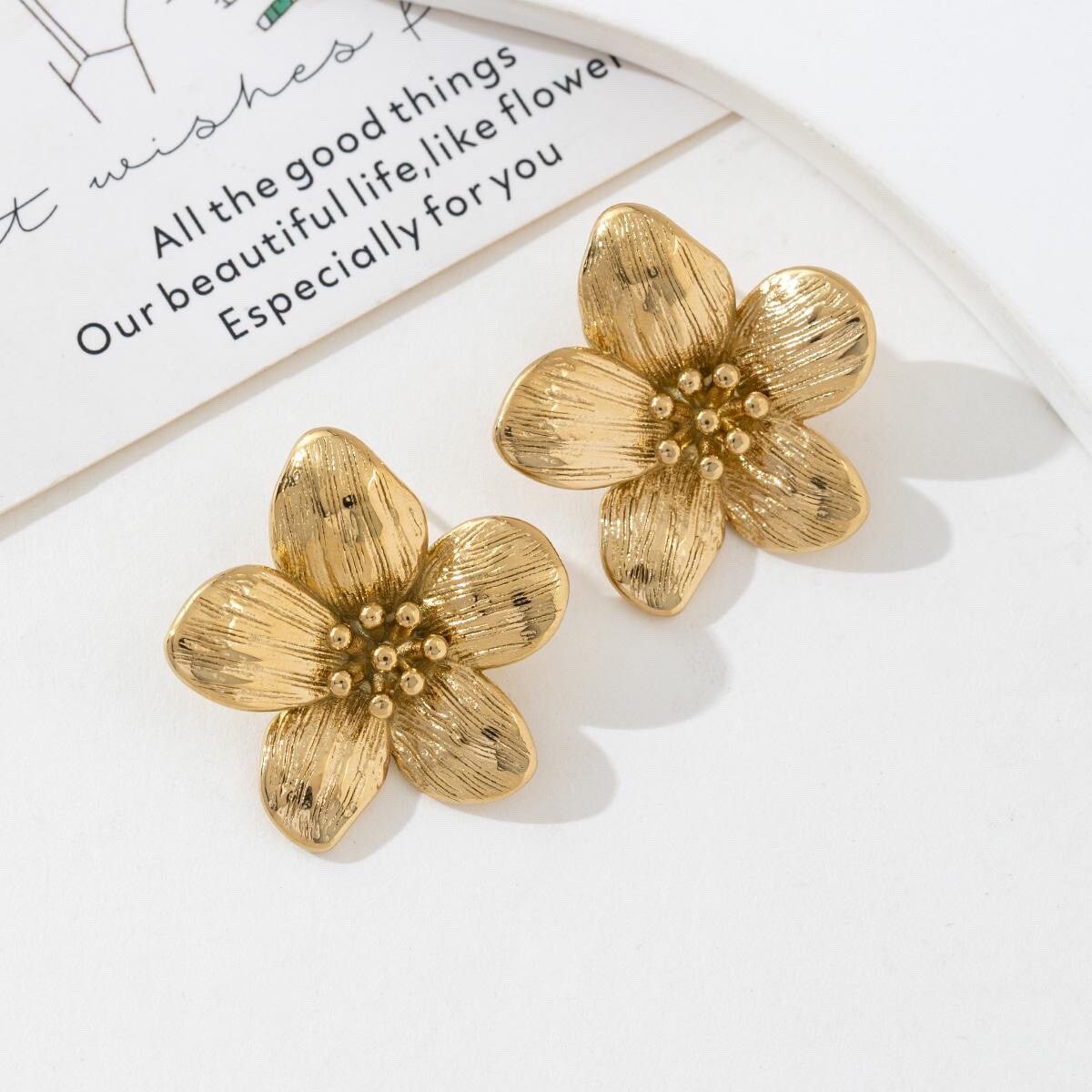 Boucles d’oreilles fleurs en acier inoxydable 