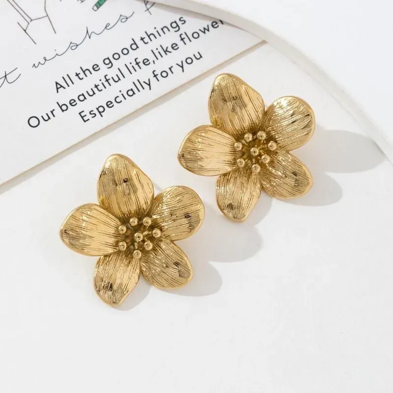 Boucles d’oreilles fleurs en acier inoxydable 