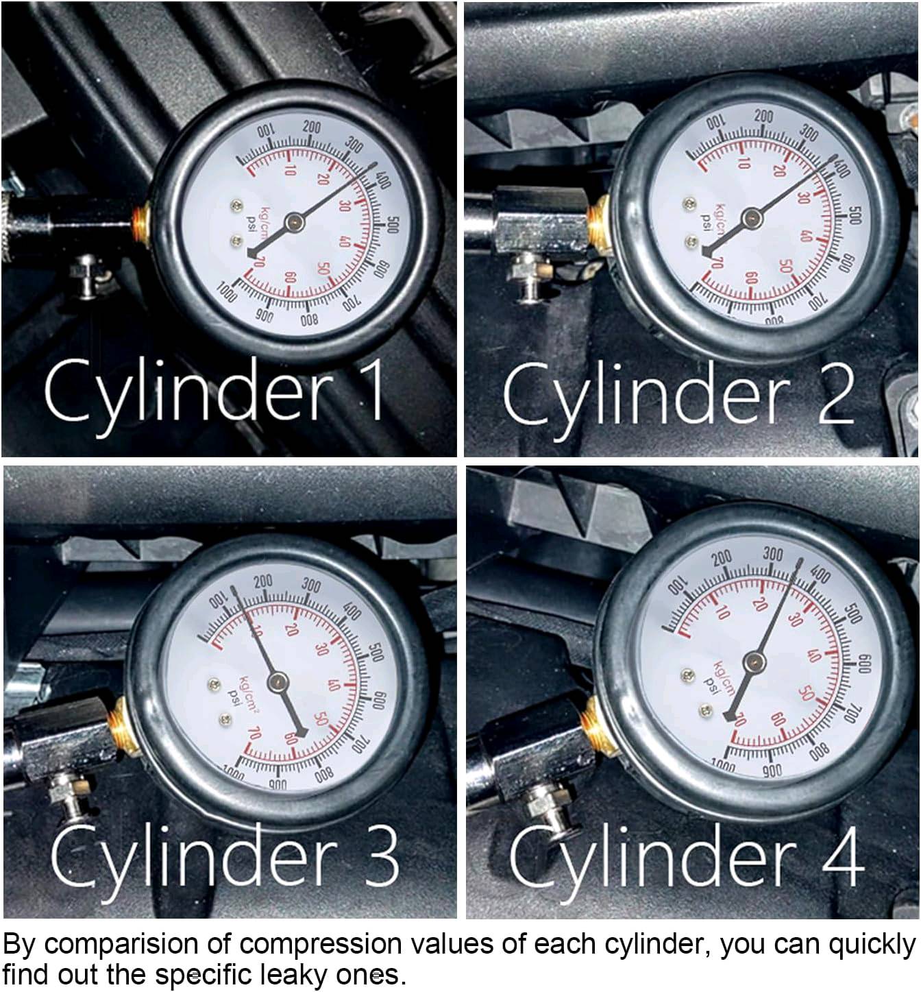 Compressiometre Diesel, 1000 PSI 70 Bar Testeur Compression Moteur Diesel, — visuel 7