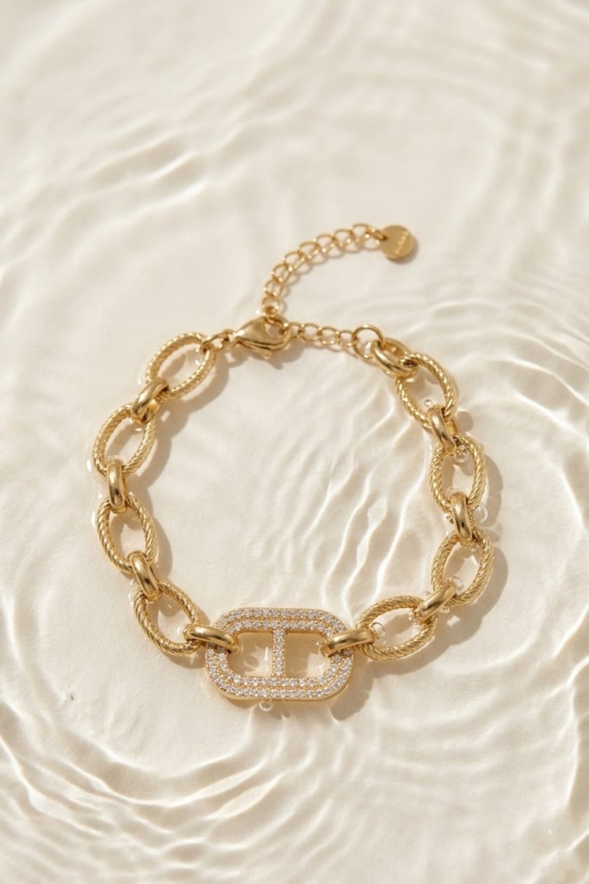Bracelet acier inoxydable maillons et strass - élégance chic