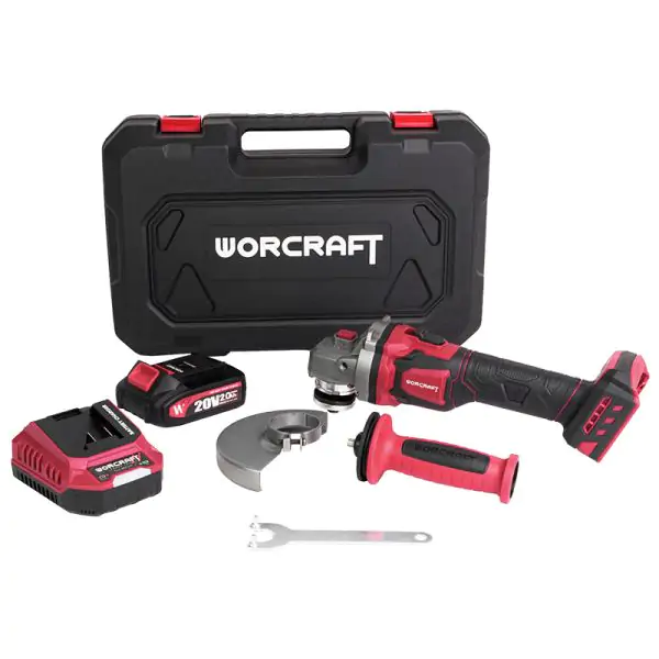 Meuleuse sans fil et sans balais WORCRAFT CAG‑S20LiBEM‑125B coffret batterie 2ah et chargeur  — visuel 2
