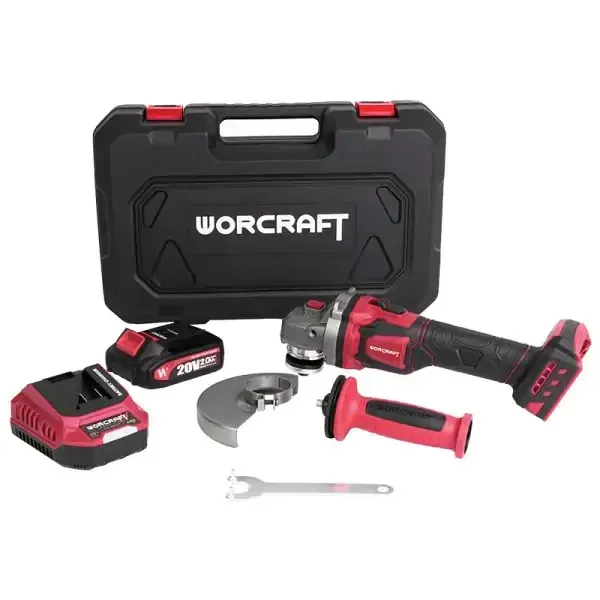 Meuleuse sans fil et sans balais WORCRAFT CAG‑S20LiBEM‑125B coffret batterie 2ah et chargeur  — visuel 2