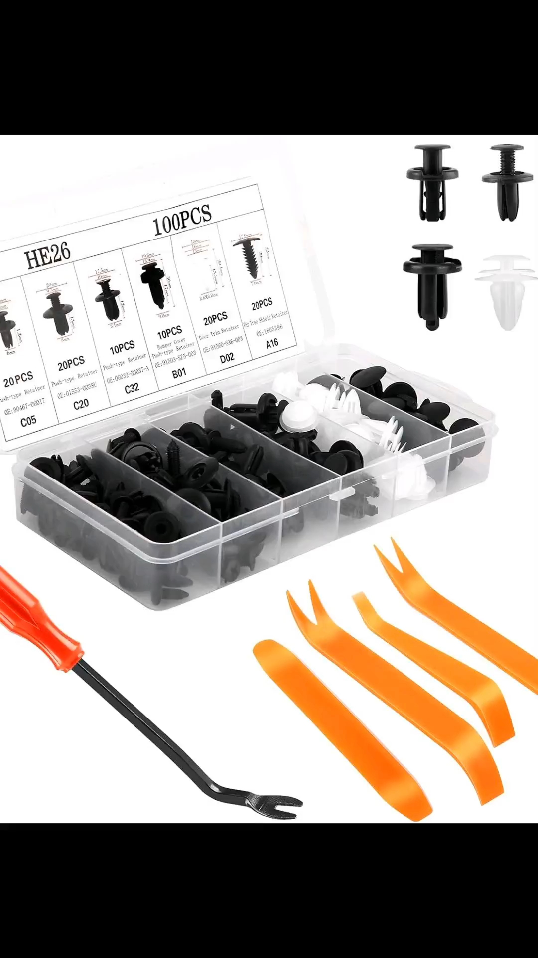 KIT DE CLIPS POUR GARNITURE ET DÉMONTE CAPITONNAGE 105PCS