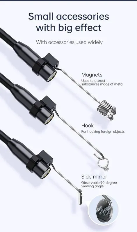 Caméra endoscopique industrielle HD1080P, 8mm, écran IPS 4.3 pouces, 1080P, pour inspection de tuyaux, réparation automobile, étanchéité IP67, 8 LED — visuel 11