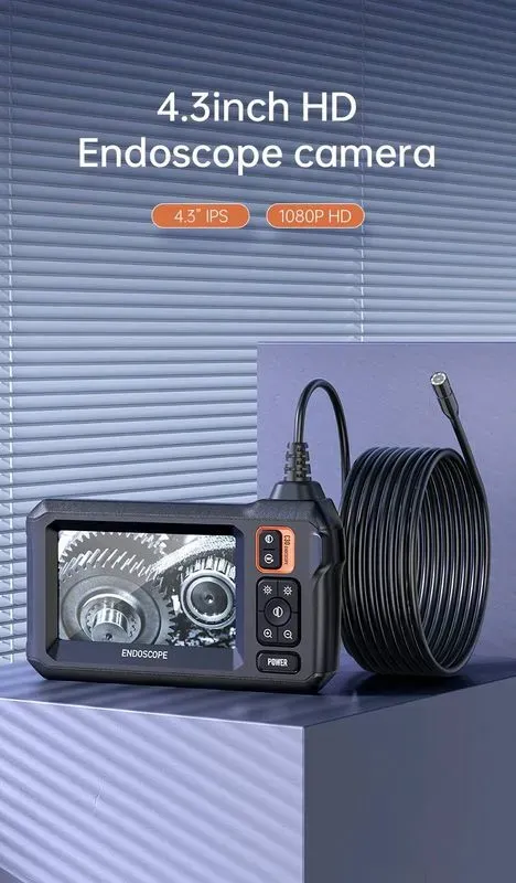 Caméra endoscopique industrielle HD1080P, 8mm, écran IPS 4.3 pouces, 1080P, pour inspection de tuyaux, réparation automobile, étanchéité IP67, 8 LED