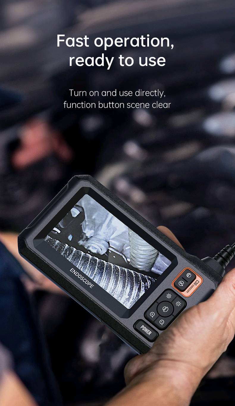 Caméra endoscopique industrielle HD1080P, 8mm, écran IPS 4.3 pouces, 1080P, pour inspection de tuyaux, réparation automobile, étanchéité IP67, 8 LED — visuel 7