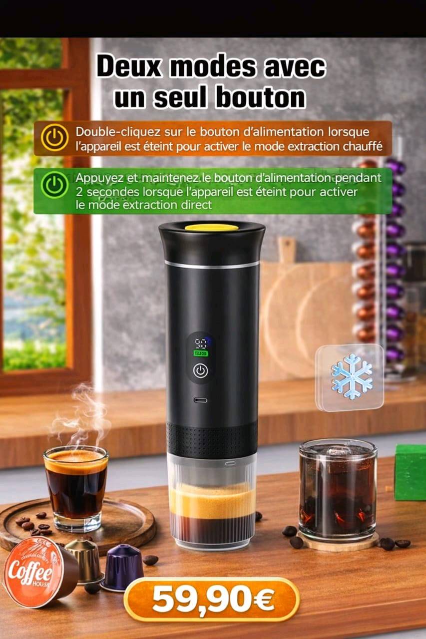 Cafetière nomade 2 en 1 chaud et froid rechargeable USB — visuel 2