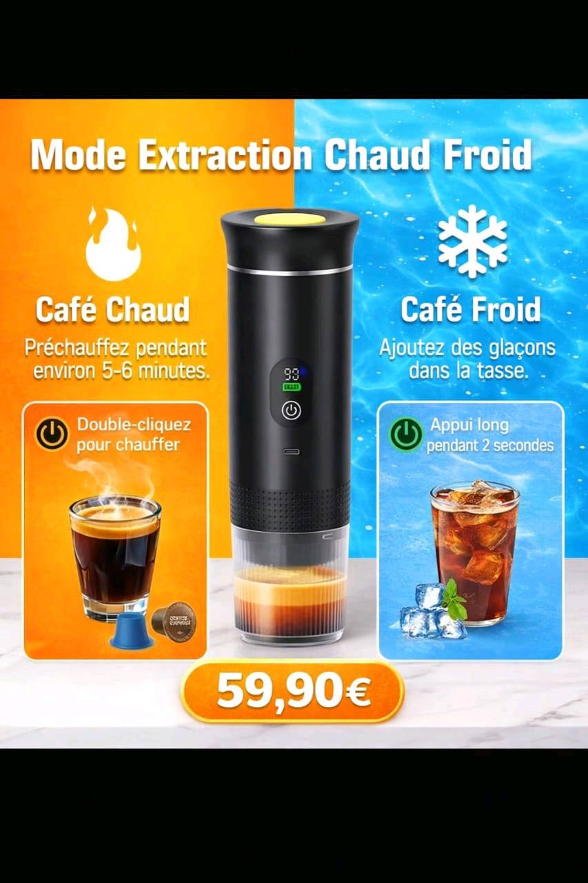 Cafetière nomade 2 en 1 chaud et froid rechargeable USB
