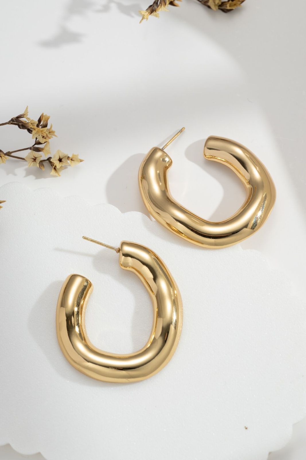 Créoles dorées épaisses en acier inoxydable 