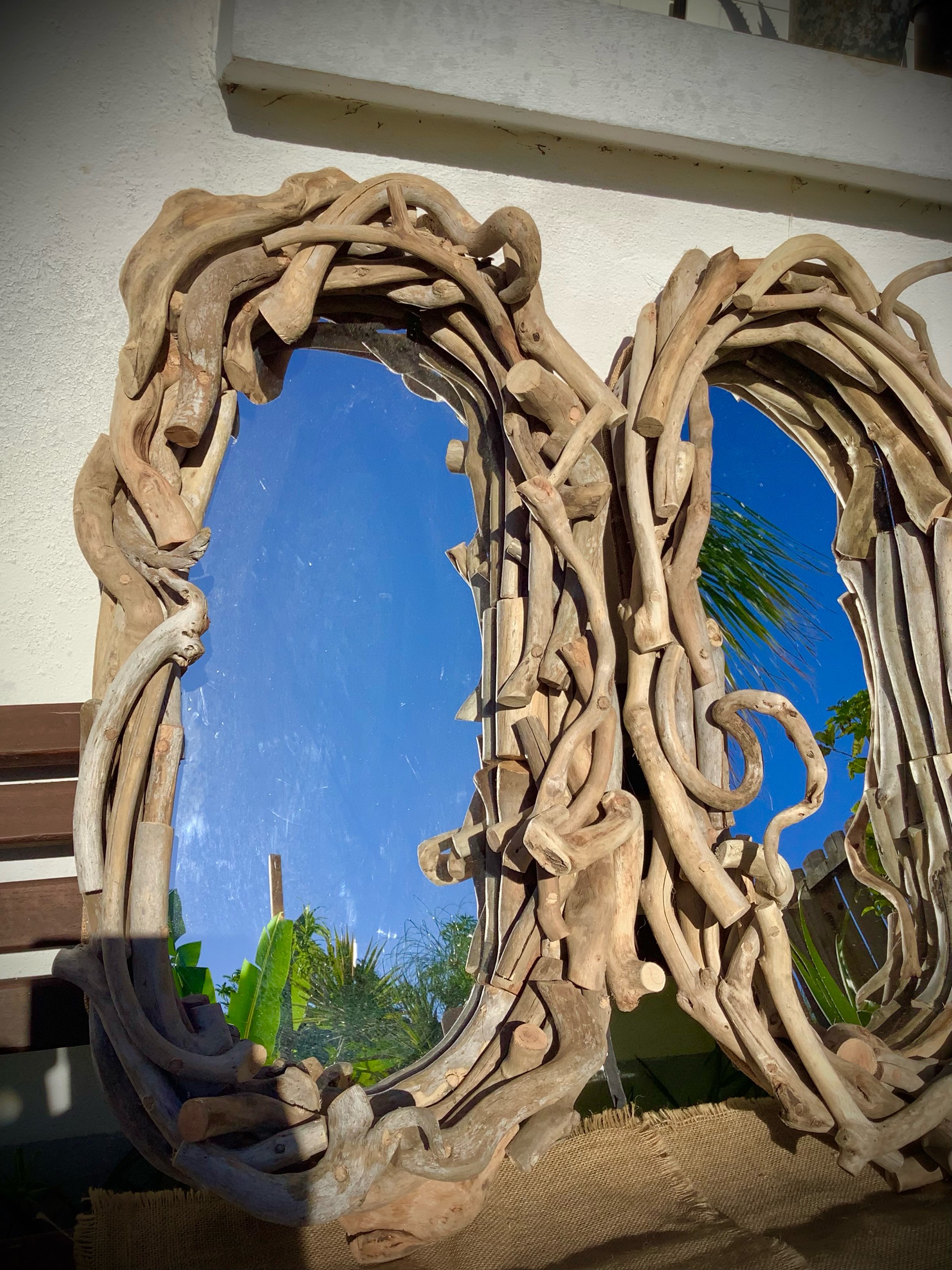 miroir ovale en bois flotté naturel — visuel 4