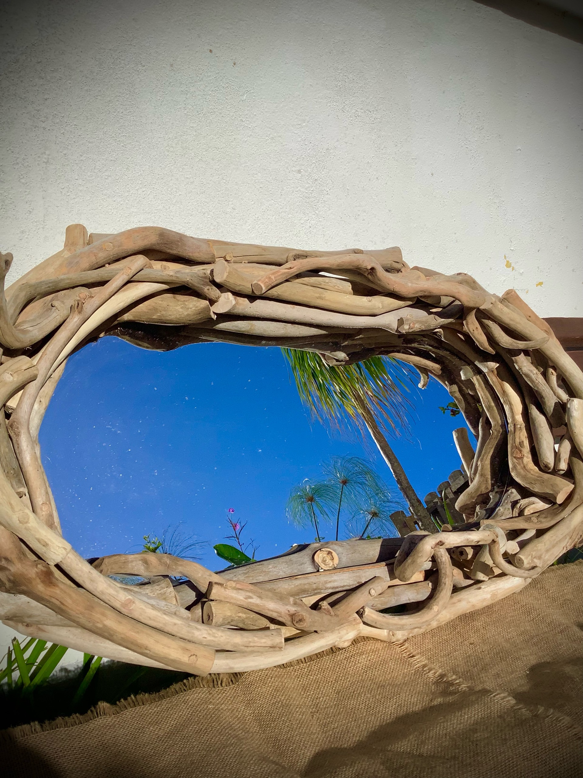 miroir ovale en bois flotté naturel — visuel 6