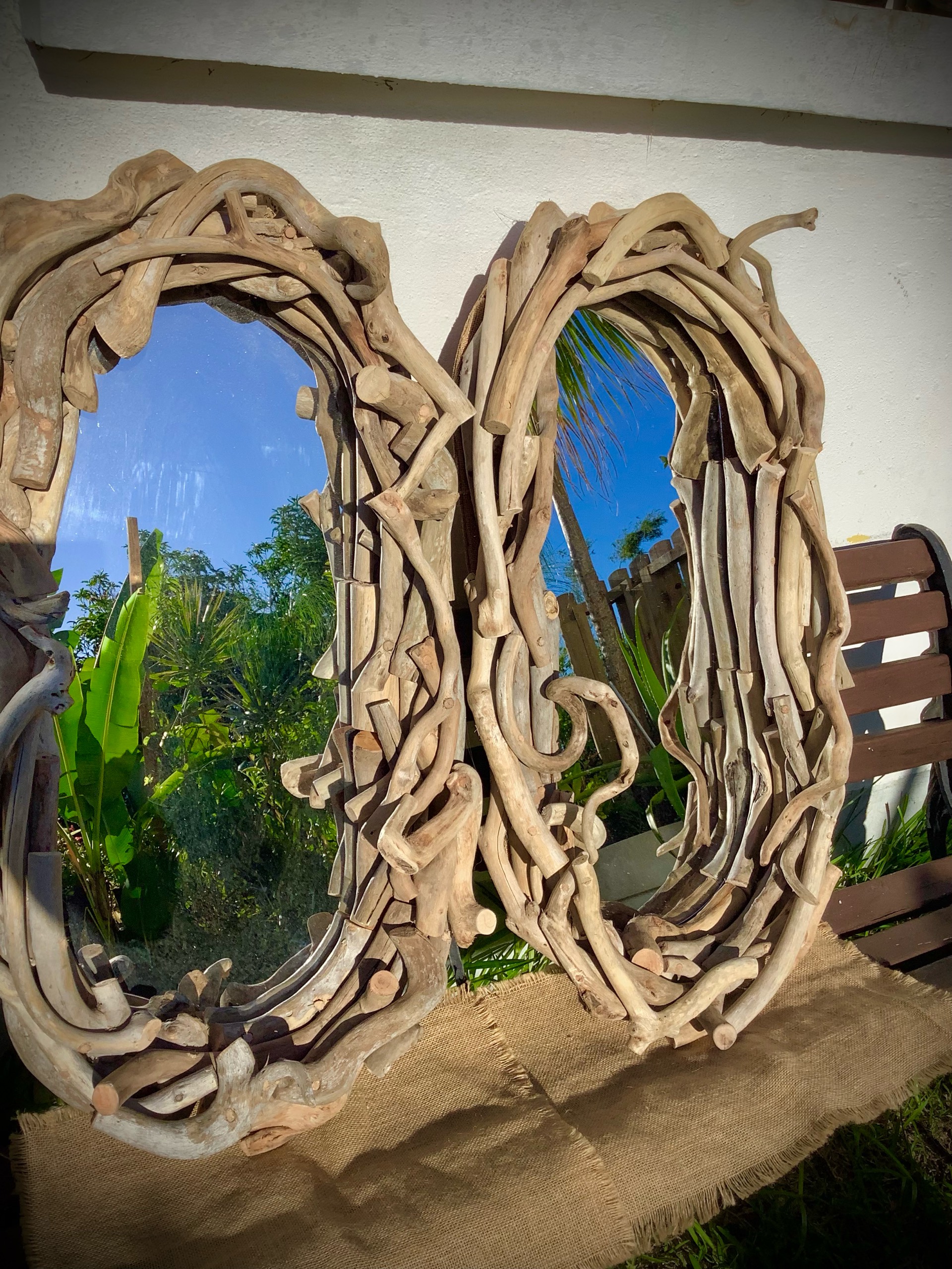 miroir ovale en bois flotté naturel — visuel 5