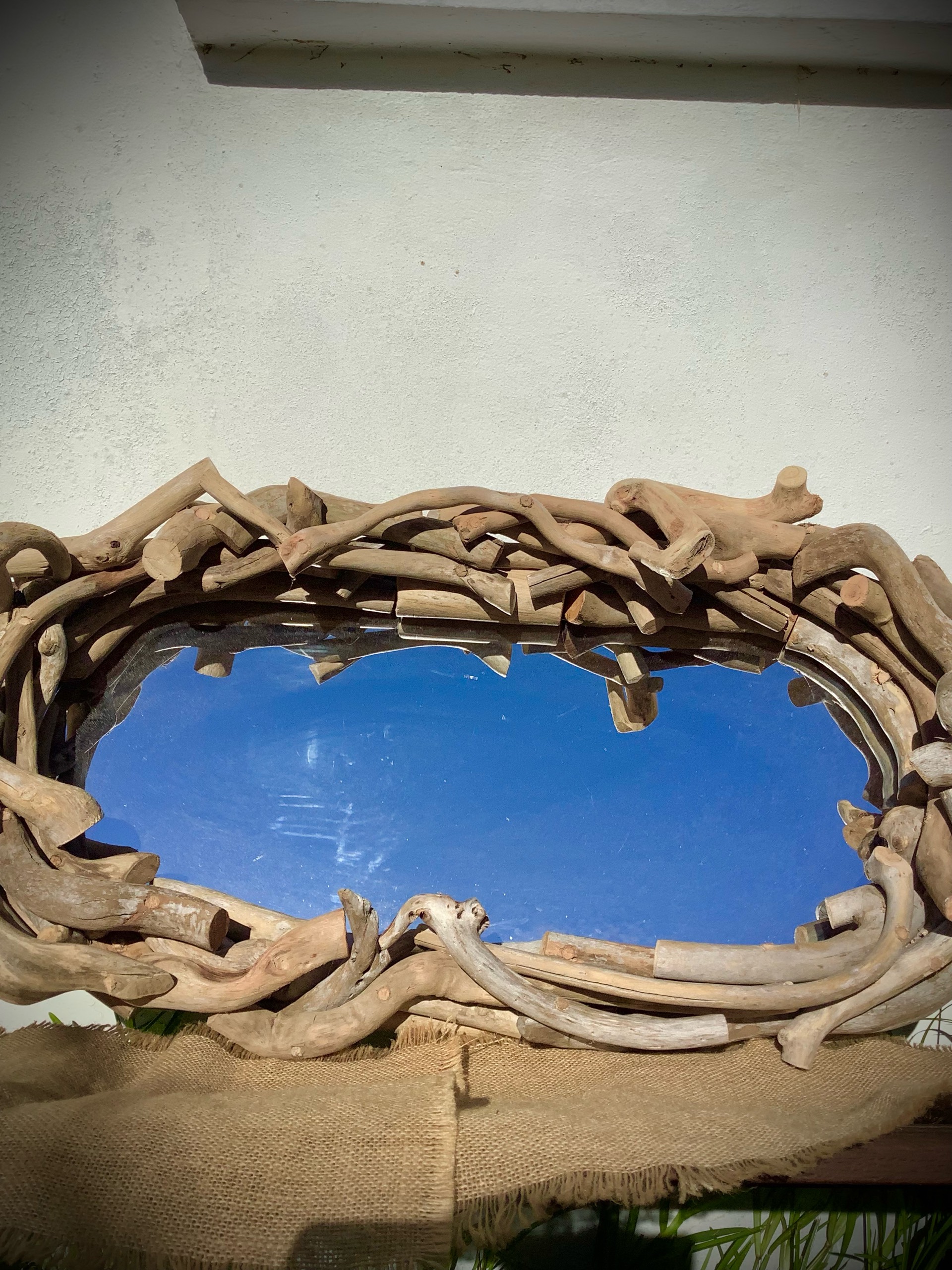 miroir ovale en bois flotté naturel — visuel 8