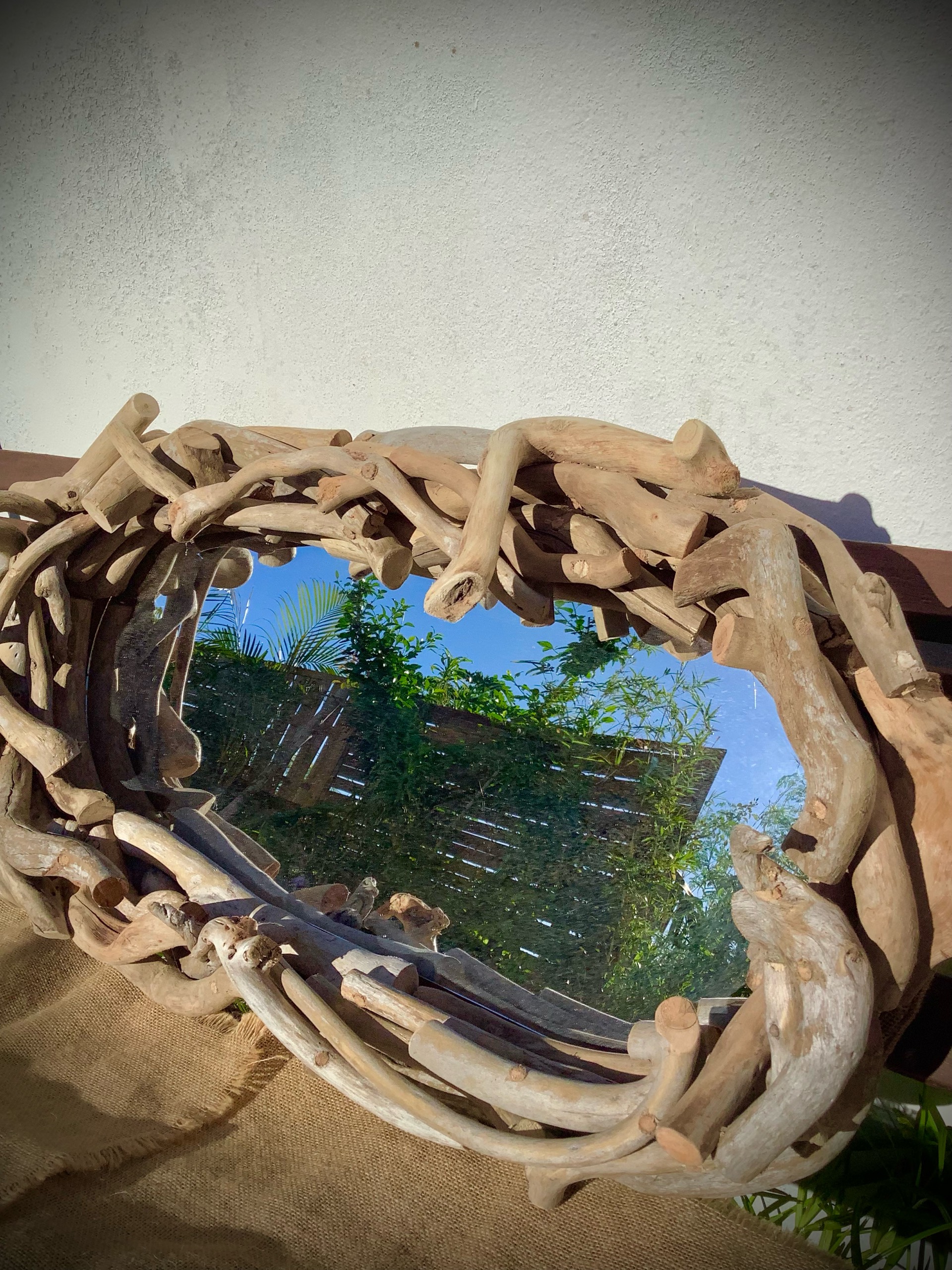 miroir ovale en bois flotté naturel — visuel 7