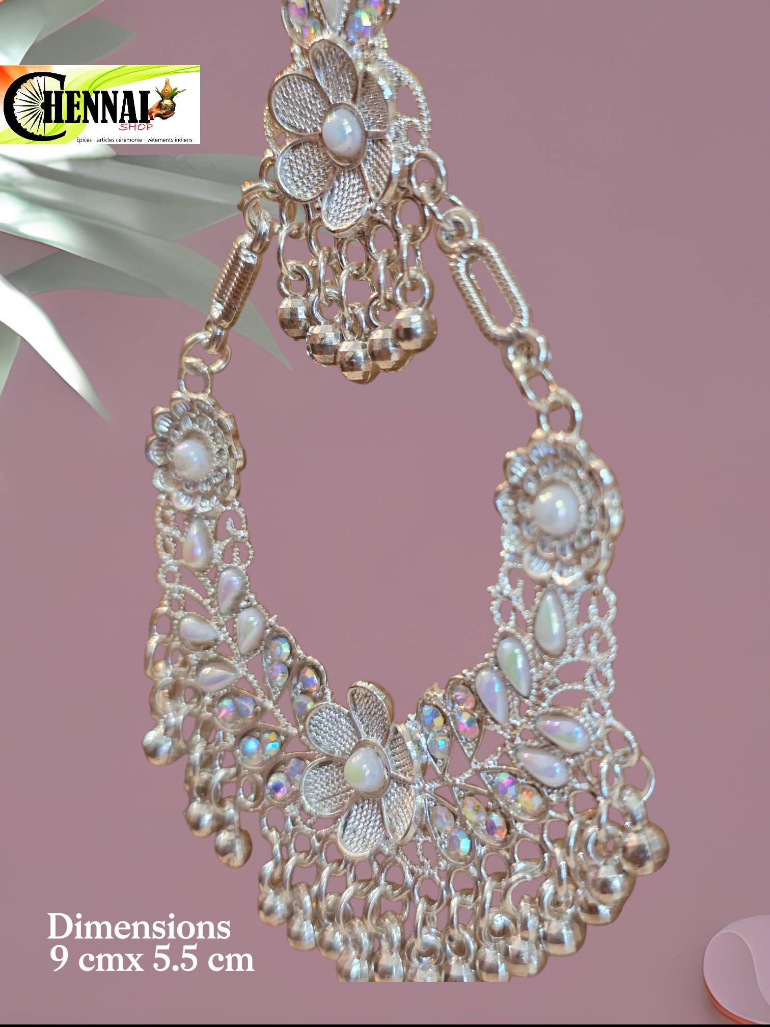 Boucles d'oreilles indiennes fleurs et perles — visuel 2