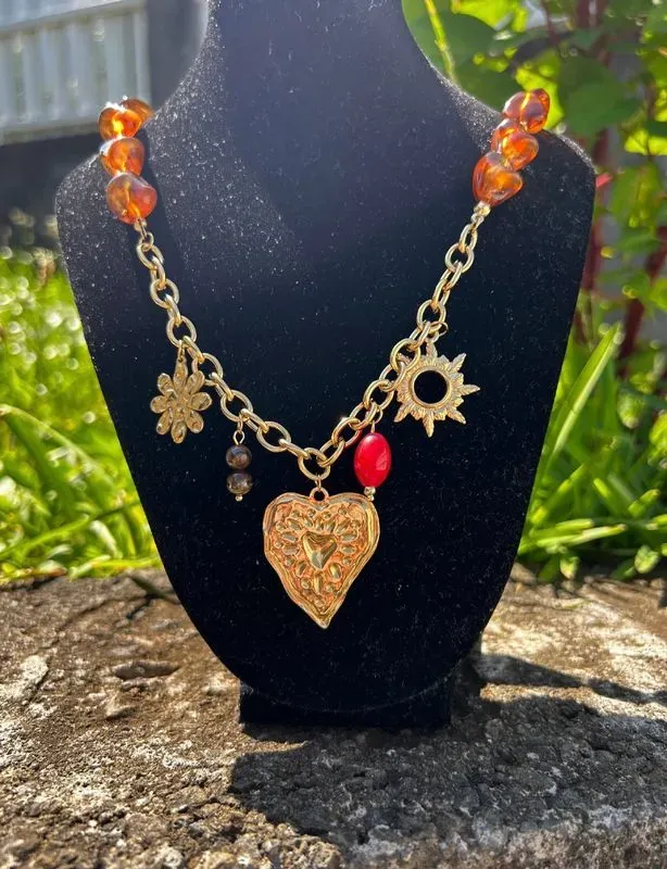 collier en résine naturel acier inoxydable