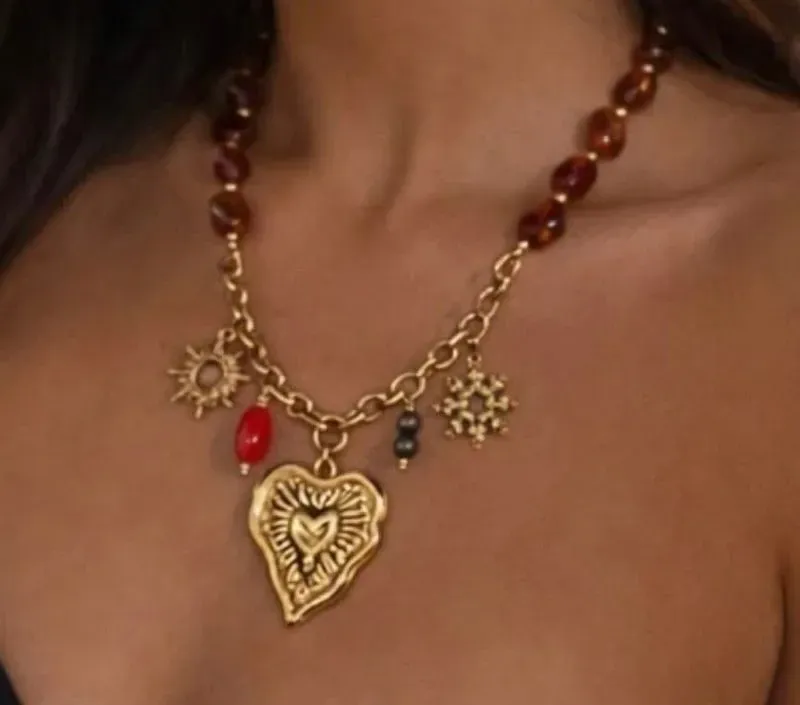 collier en résine naturel acier inoxydable  — visuel 2