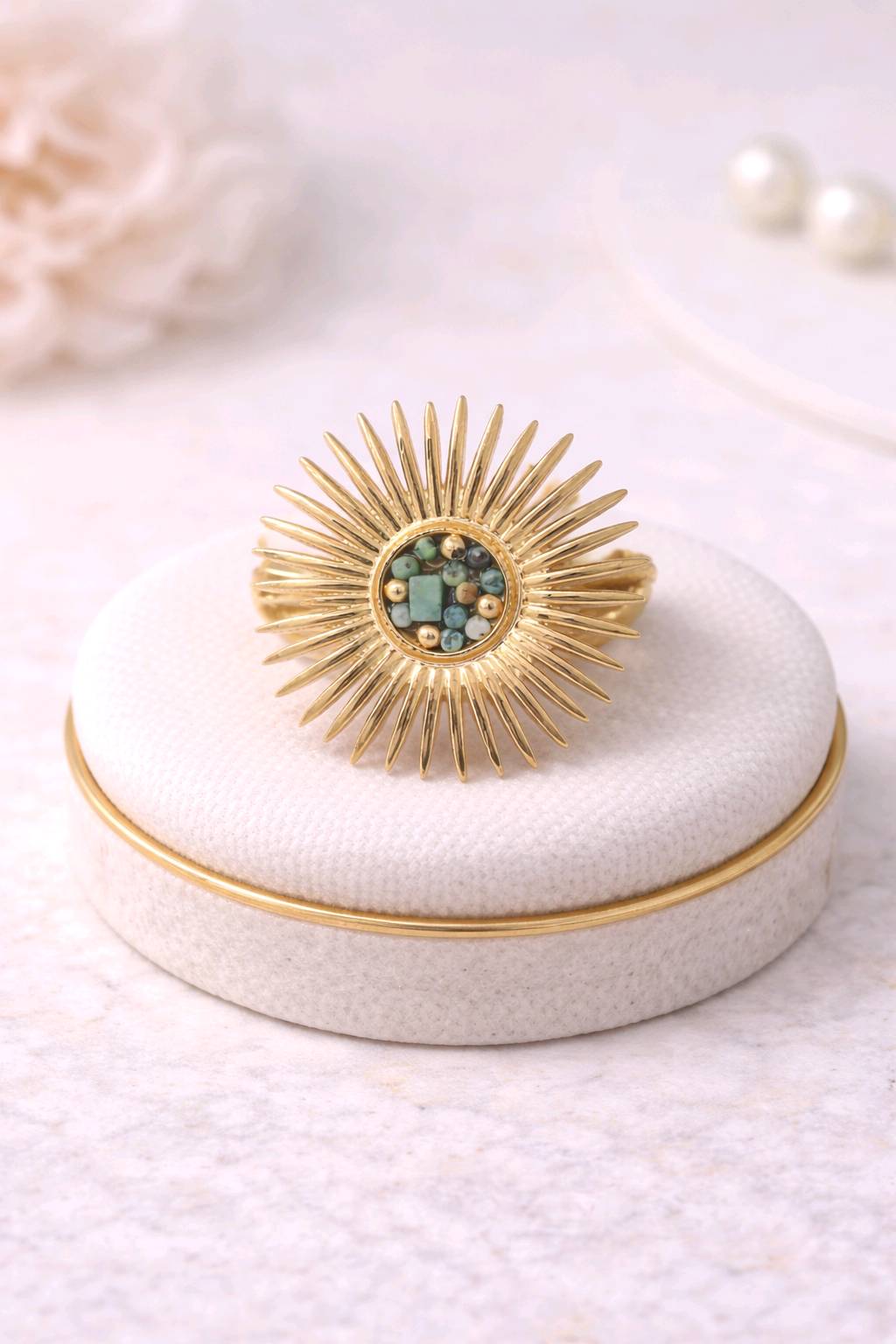 Bague Soleil Azur Doré
