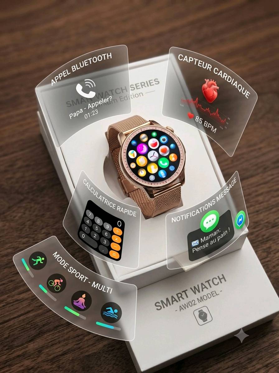 montre connectée Femme V65 couleur or femme 