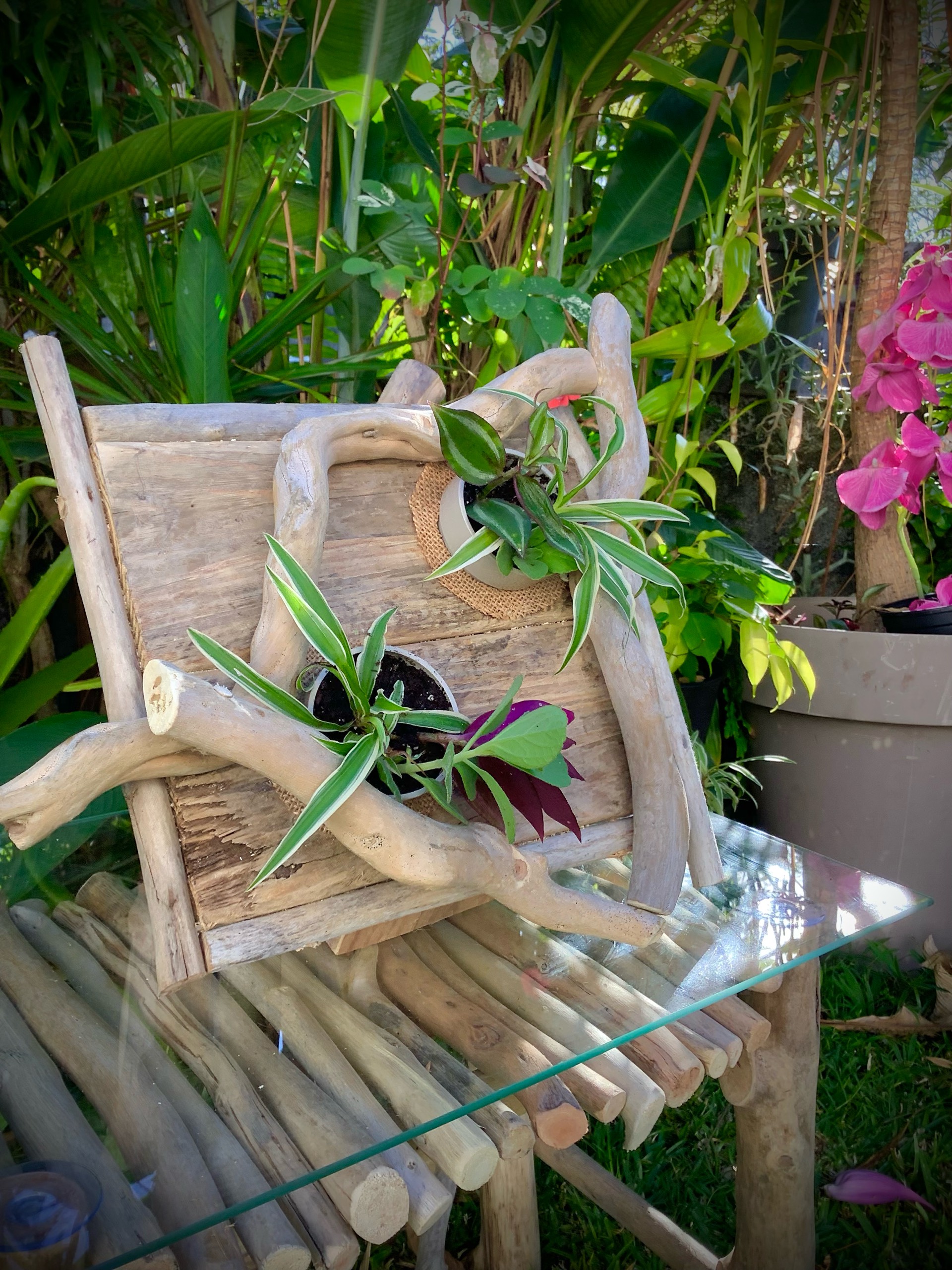 tableaux florales en bois flotté / 2 pots  — visuel 5