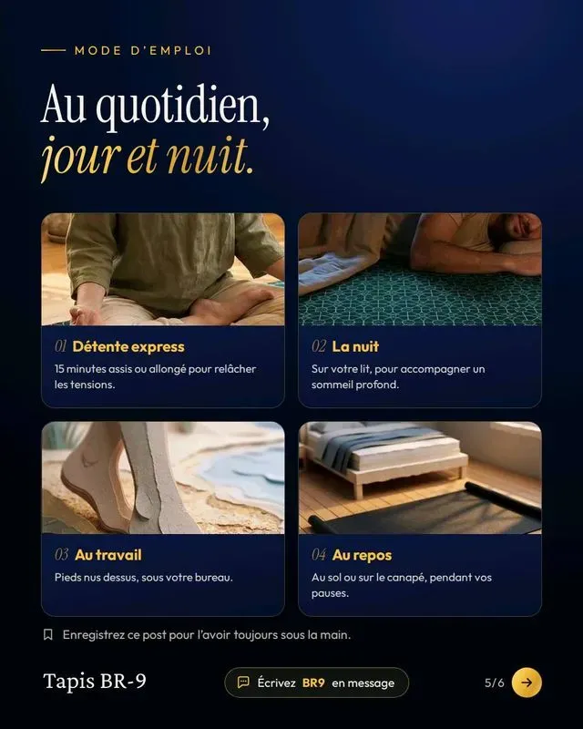 Tapis de mise à la terre sans électricité BR-9 - Récupération et sommeil naturels — visuel 3