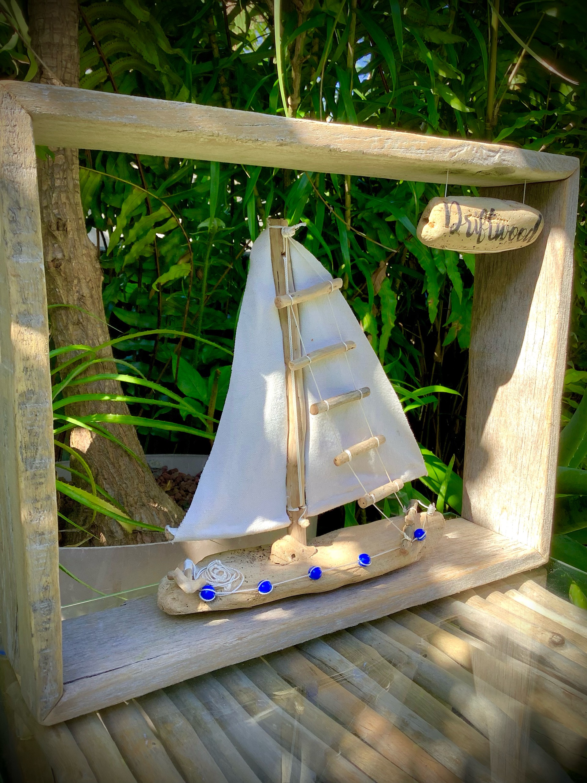 tableau àvec bateau a voile / bois flotté naturel — visuel 8