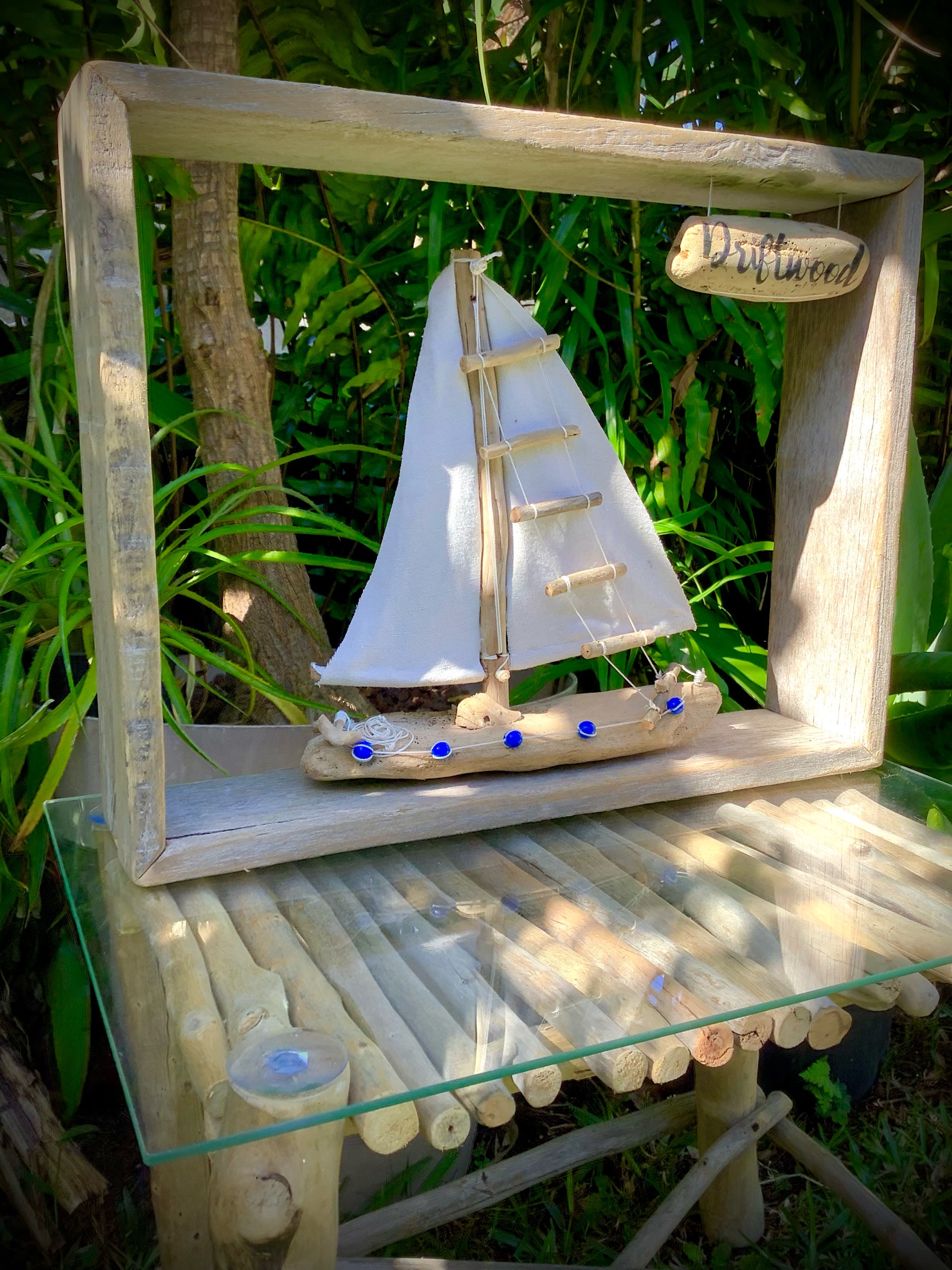 tableau àvec bateau a voile / bois flotté naturel — visuel 7