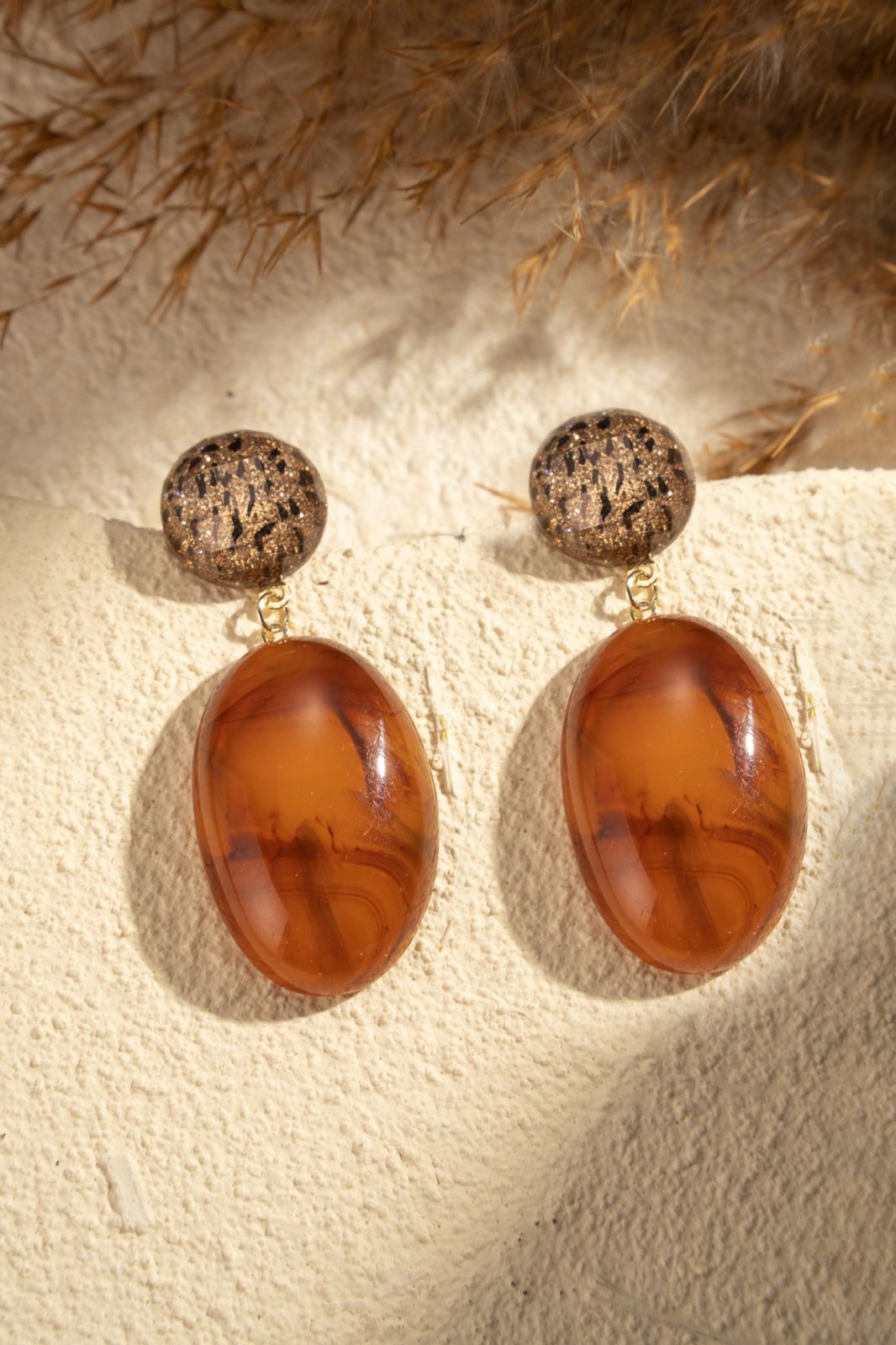 boucles d’oreilles résine brillante chic tiges en acier inoxydable 