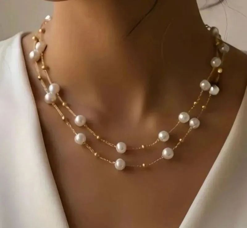 Collier perles blanches