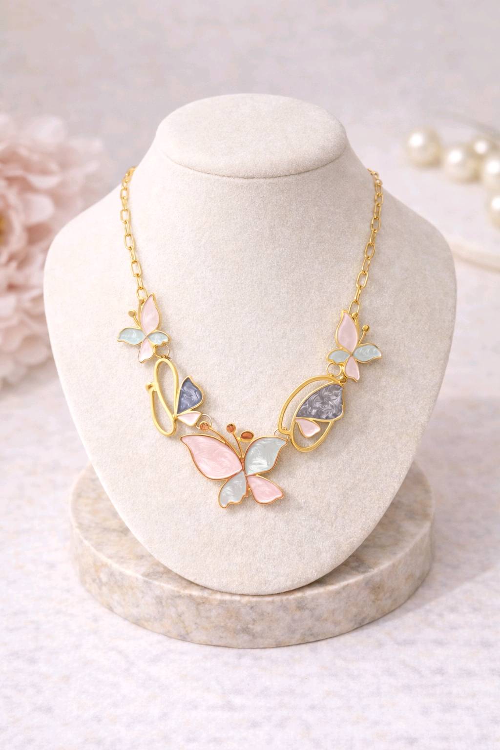 Collier Papillon Pastel