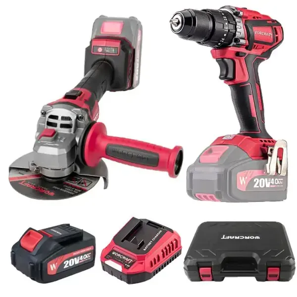 Perceuse + meuleuse + 1 batterie 4ah WORCRAFT+ chargeur NEUF en coffret — visuel 9