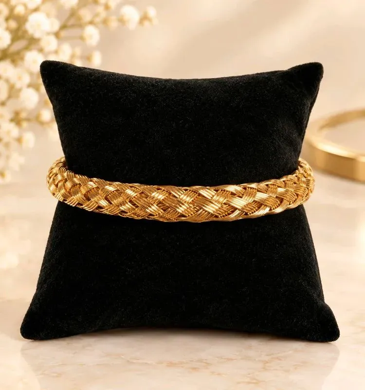 Bracelet Tressé en acier inoxydable. Doré — visuel 1
