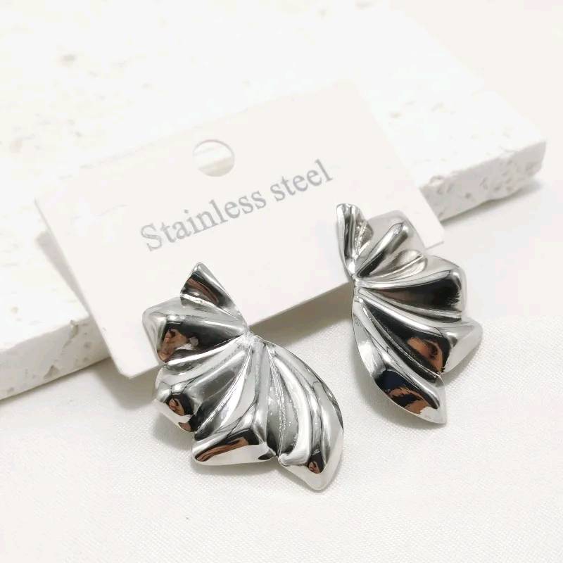 Boucles d'oreilles couleur argentée, en acier inoxydable