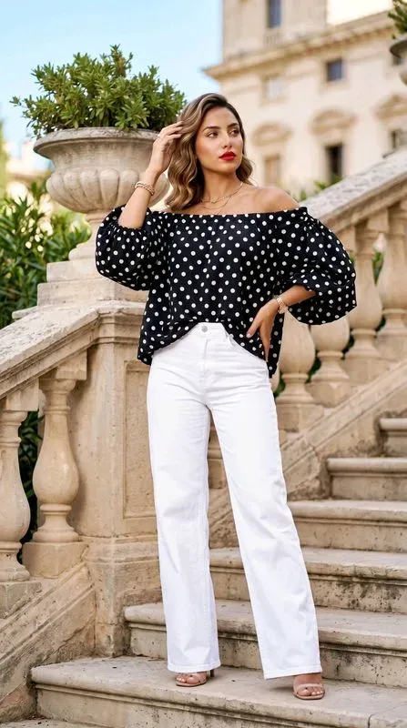 Top "Suzanna" à pois