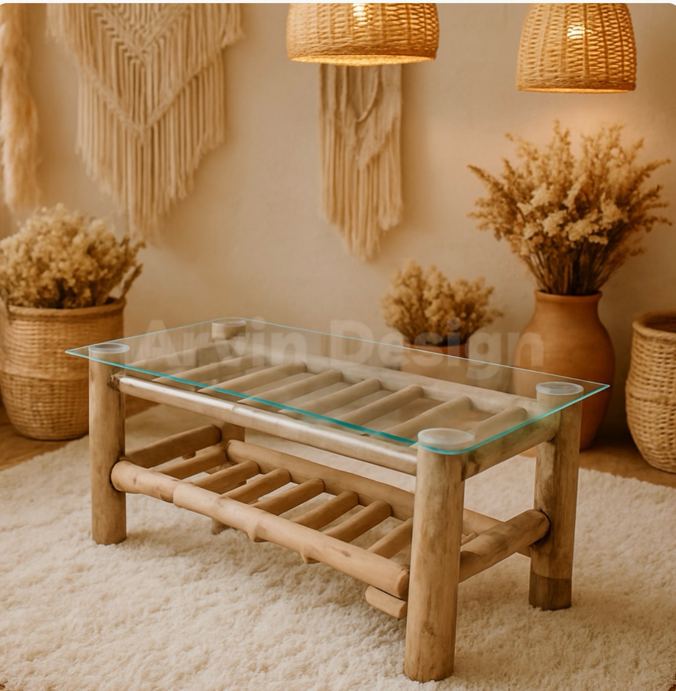 table basse bois flotté naturel