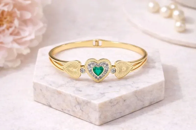 Jonc Coeur Émeraude Royal