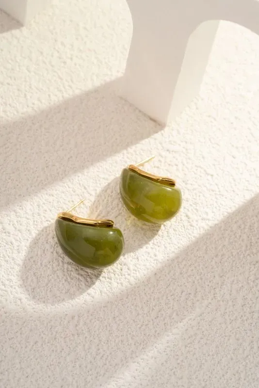 Boucles d’oreilles résine goutte acier inoxydable 