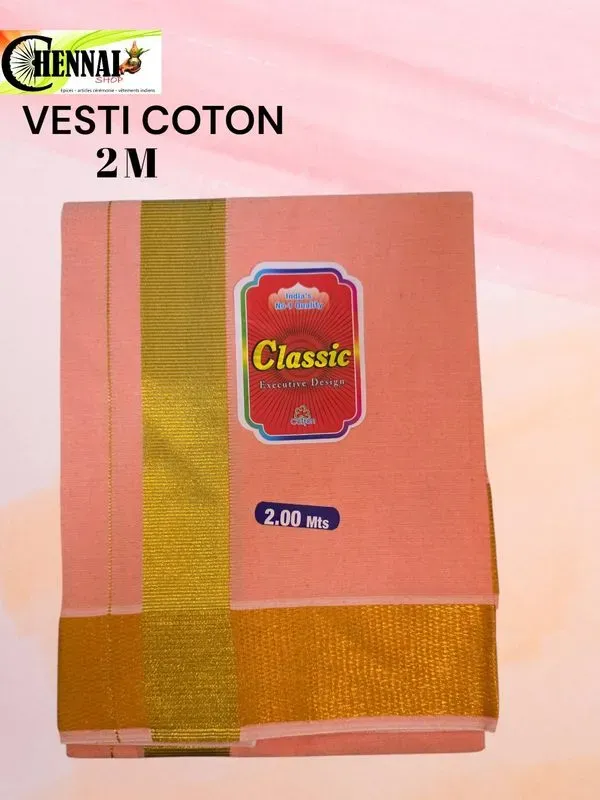 Vesti coton 2m rose saumon - bord doré