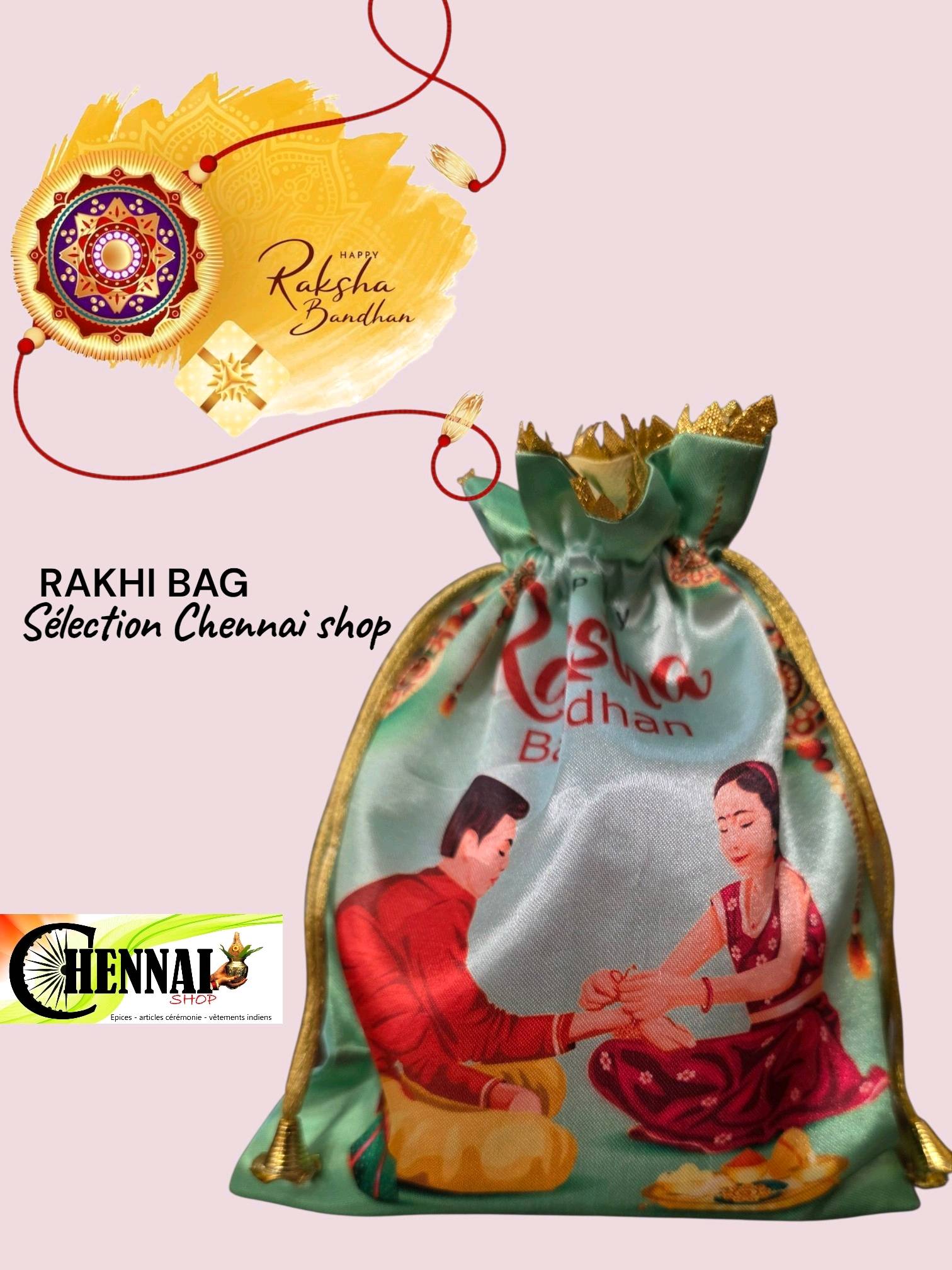 POCHETTE TISSUS RAKHI 19 X 24 CM — visuel 1