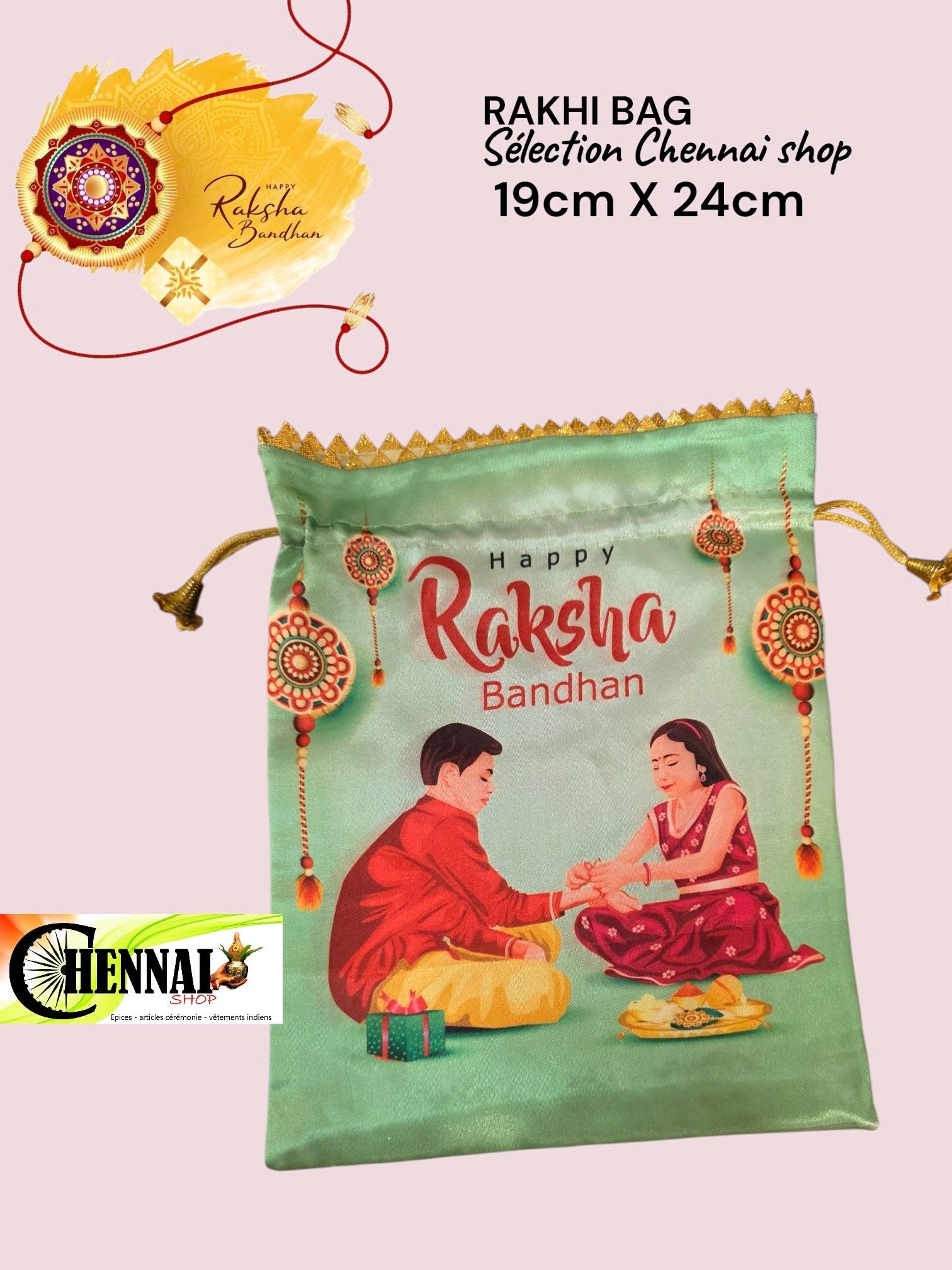 POCHETTE TISSUS RAKHI 19 X 24 CM — visuel 2