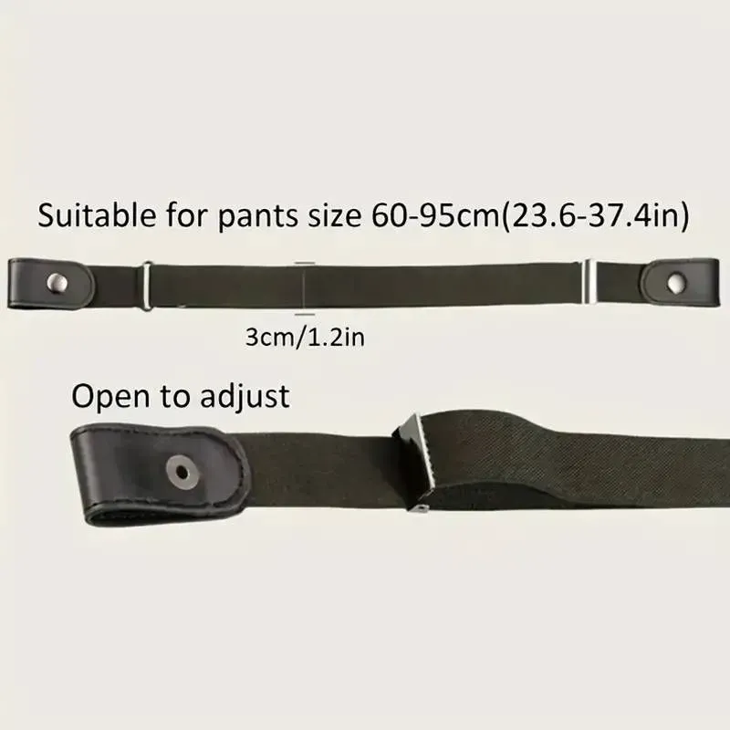 Ceinture noire sans boucle pour pantalon – fermeture à boutons-pression — visuel 4
