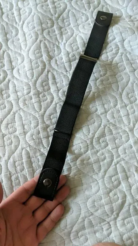 Ceinture noire sans boucle pour pantalon – fermeture à boutons-pression — visuel 2