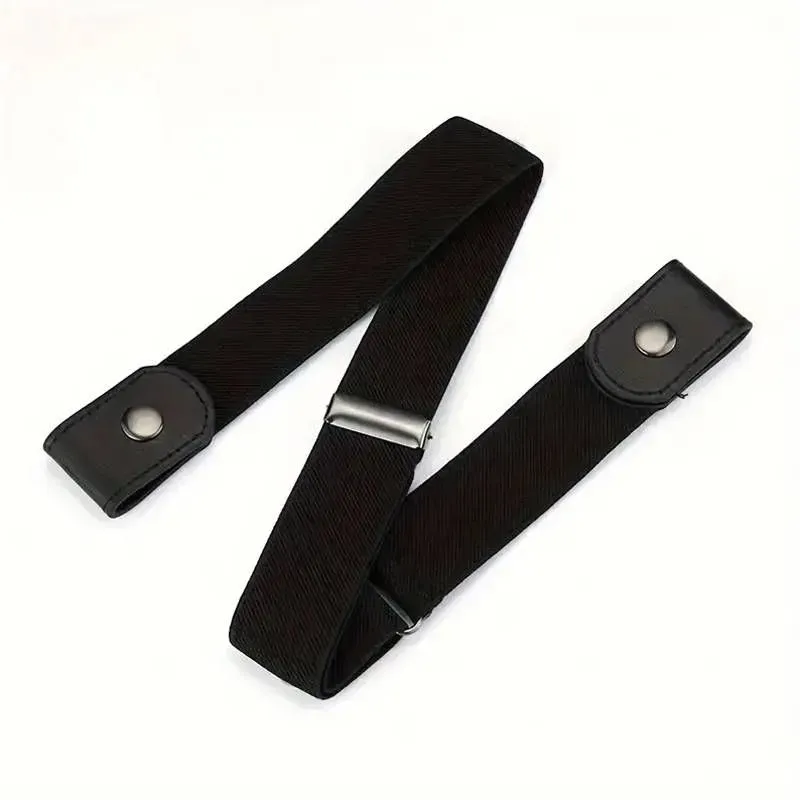 Ceinture noire sans boucle pour pantalon – fermeture à boutons-pression — visuel 3