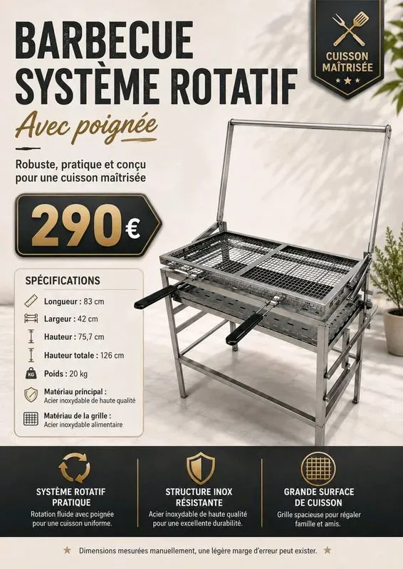 Barbecue système rotatif en inox