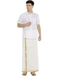Dhoti homme blanc bordure dorée 4m — visuel 2
