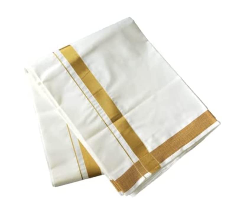 Dhoti homme blanc bordure dorée 4m
