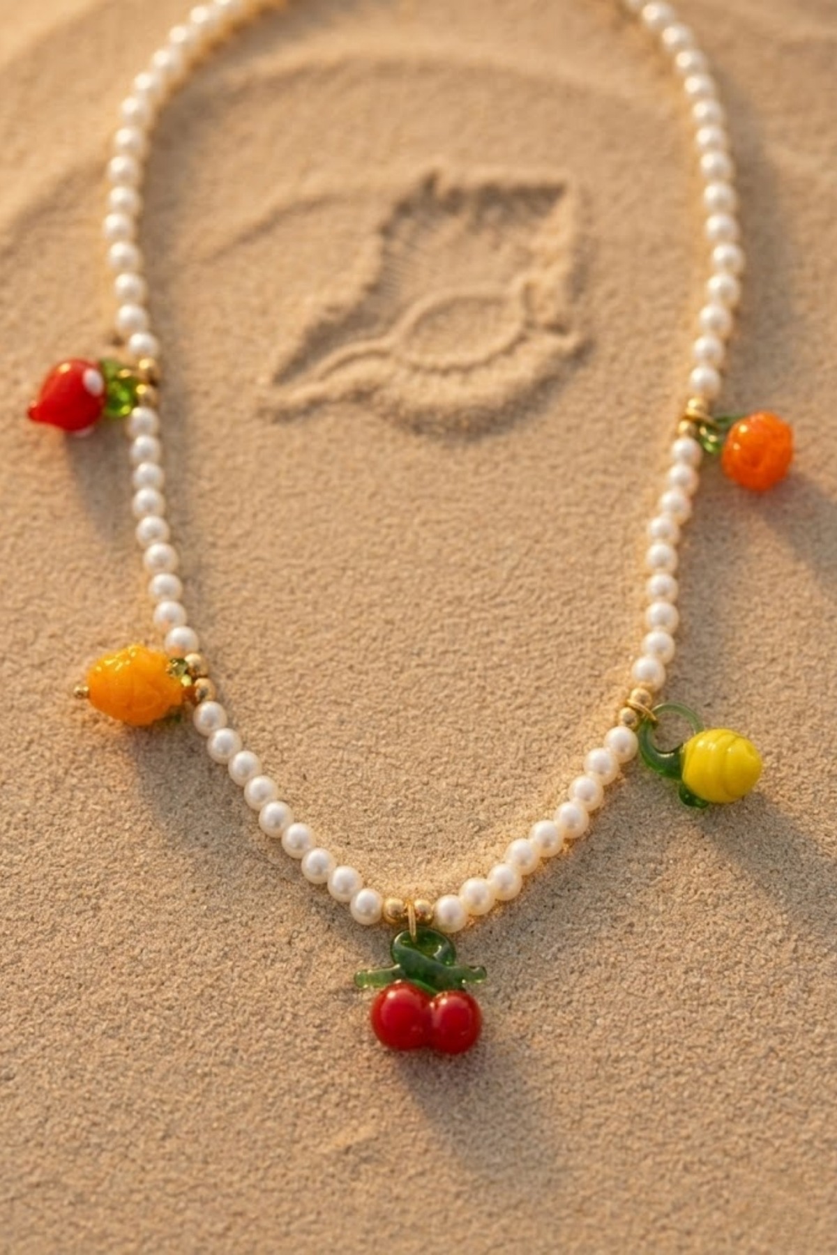 Colliers perles et charms fruits en verre - Bijoux tendance — visuel 2