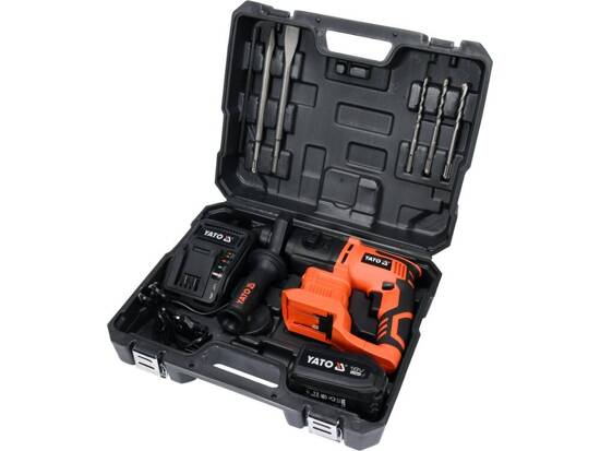 Marteau perforateur sans fil YATO 18V Li-ion kit valise et accessoires — visuel 2