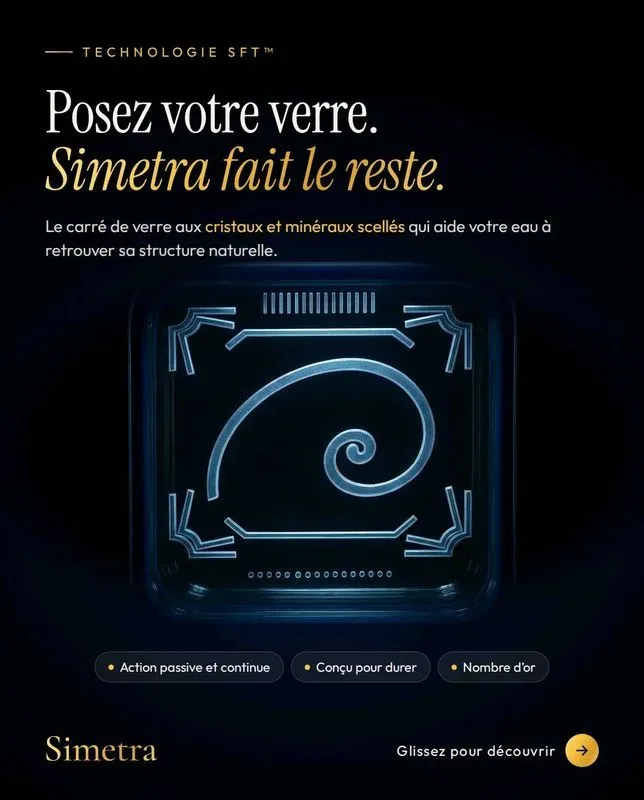 Carré de verre aux cristaux et minéraux pour l'équilibre naturel de l'eau